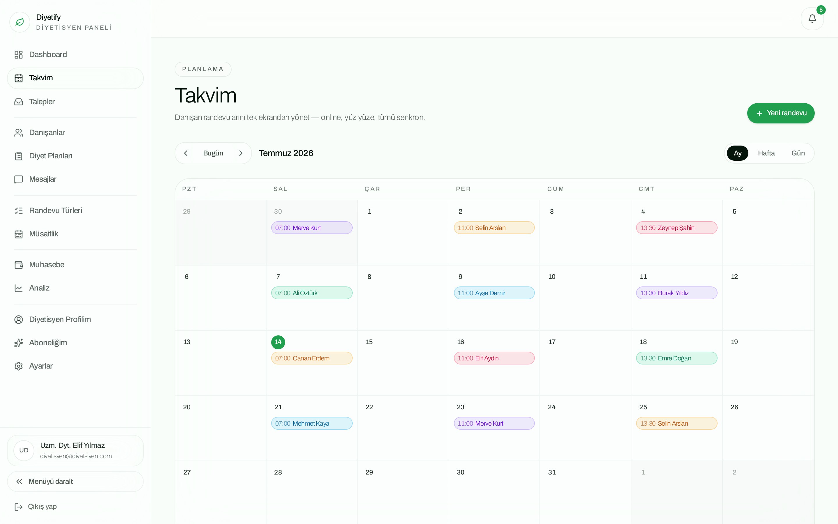 Takvim önizleme