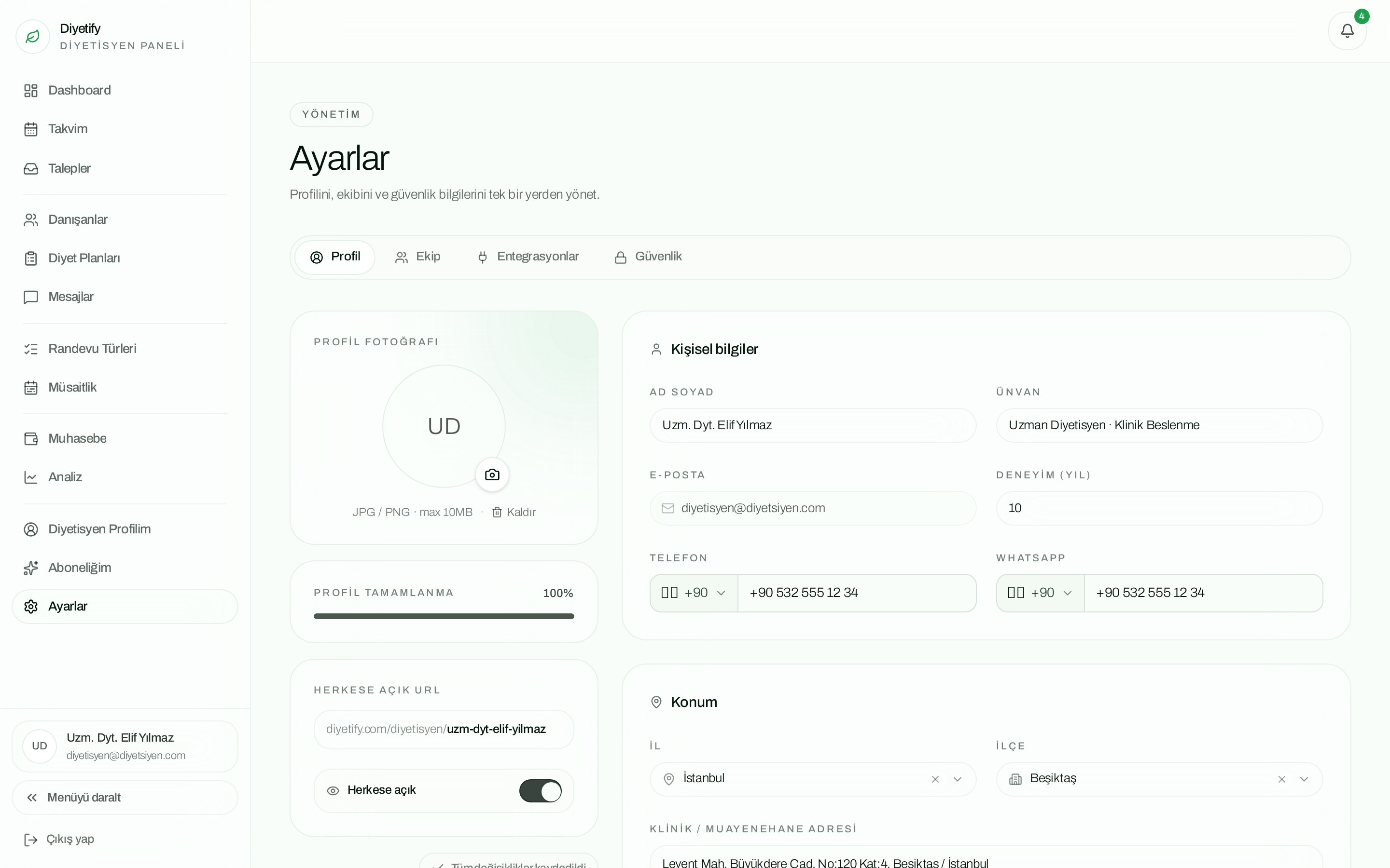Ayarlar önizleme