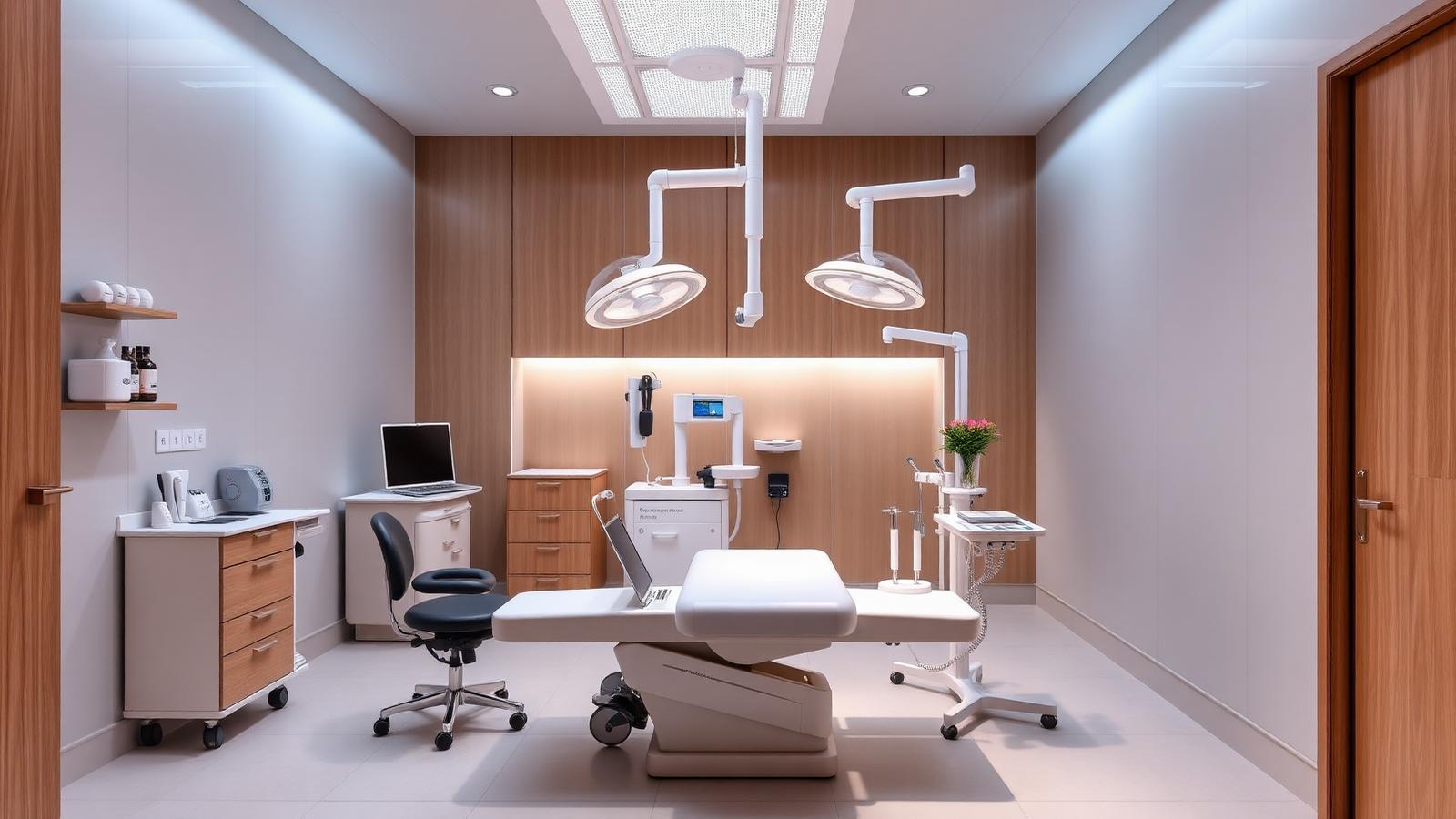 Klinik beslenme ortamı: hastane odasında laptop, laboratuvar sonuçları ve beslenme değerlendirme masası